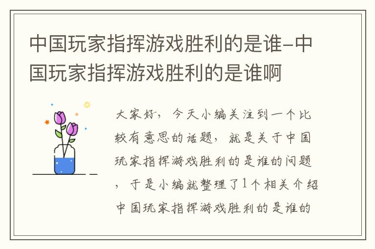 中国玩家指挥游戏胜利的是谁-中国玩家指挥游戏胜利的是谁啊