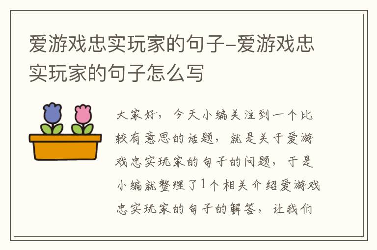 爱游戏忠实玩家的句子-爱游戏忠实玩家的句子怎么写