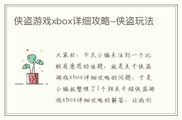 侠盗游戏xbox详细攻略-侠盗玩法