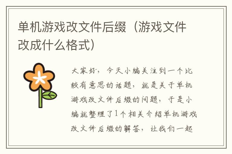 单机游戏改文件后缀（游戏文件改成什么格式）