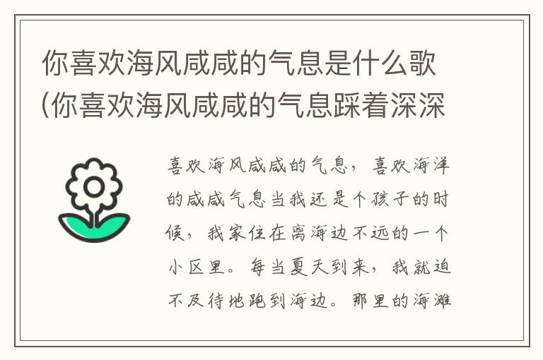 你喜欢海风咸咸的气息是什么歌(你喜欢海风咸咸的气息踩着深深的沙粒)