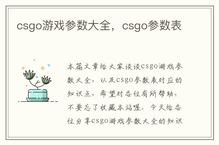 csgo游戏参数大全，csgo参数表