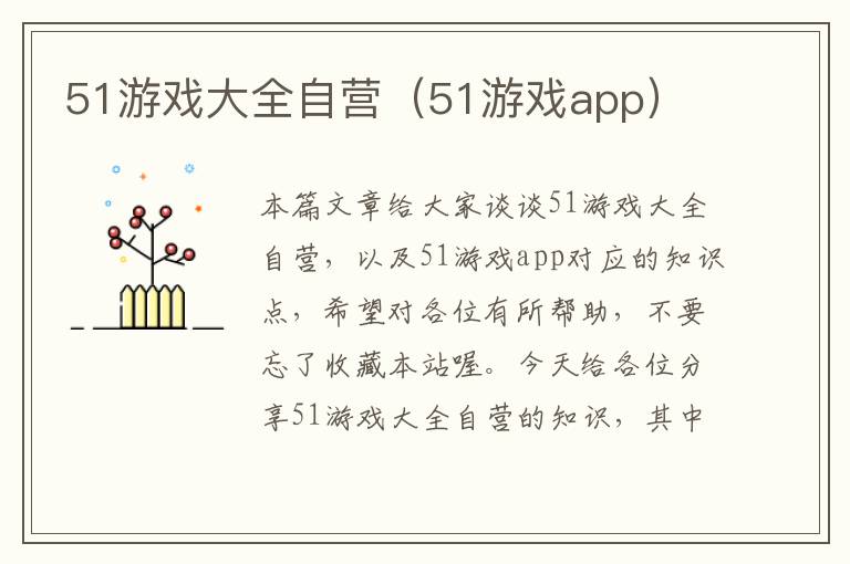 51游戏大全自营（51游戏app）