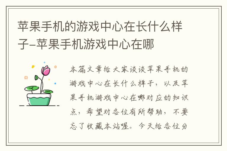 苹果手机的游戏中心在长什么样子-苹果手机游戏中心在哪